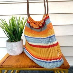 Women’s “The Sak” crochet Multi color Boho Striped Shoulder